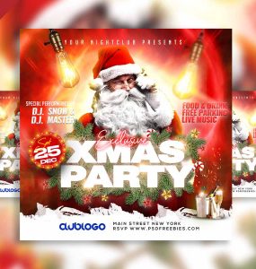 Exclusive christmas party social media post PSD