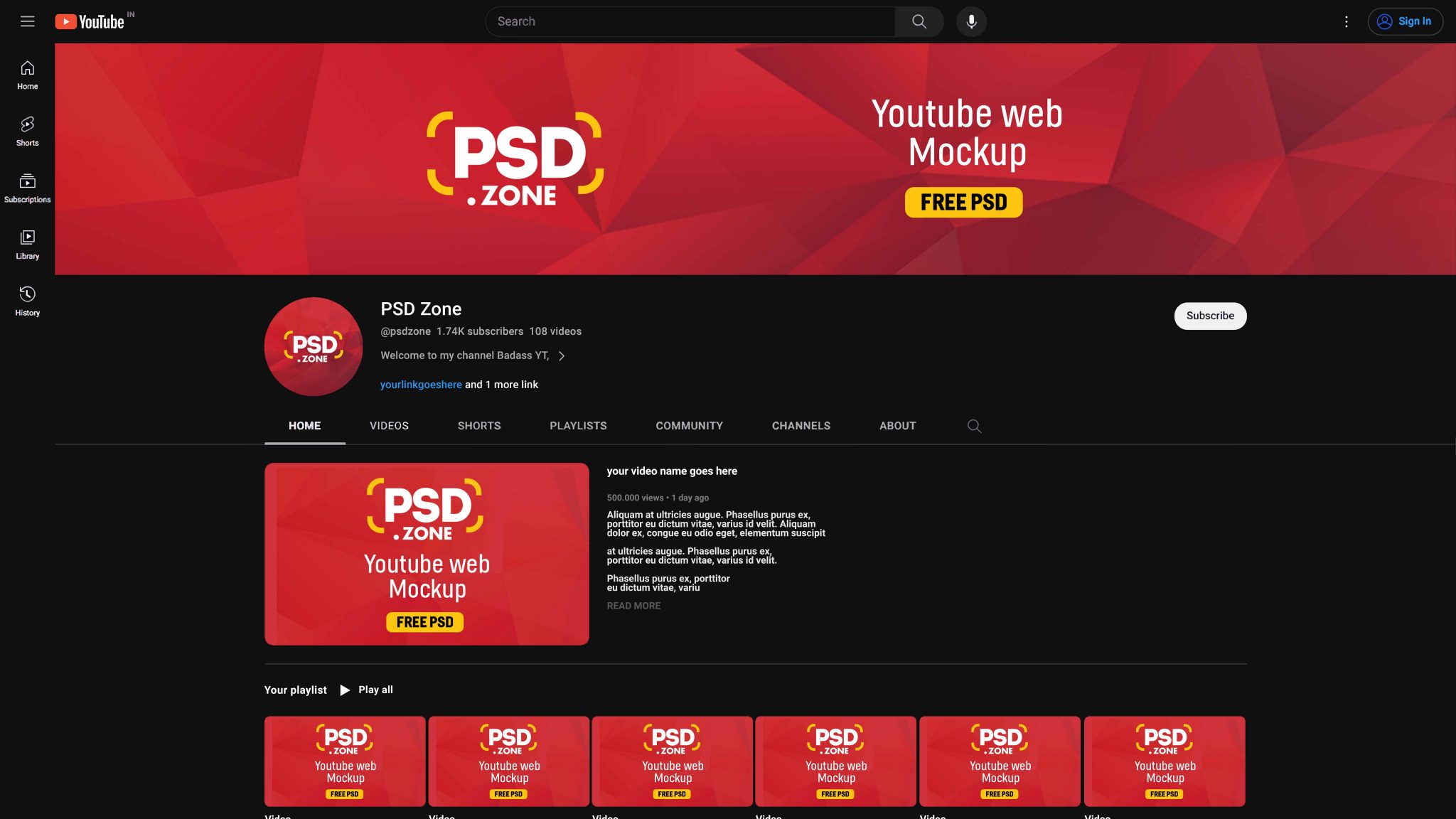 Youtube 2024 Modern Mockup Psd Preview 2048x1152 