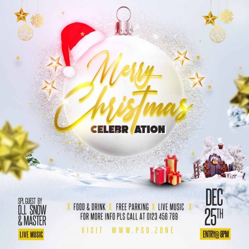 Merry christmas celebration event social media post PSD - PSD Zone