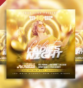 Chillout ladies night social media post PSD
