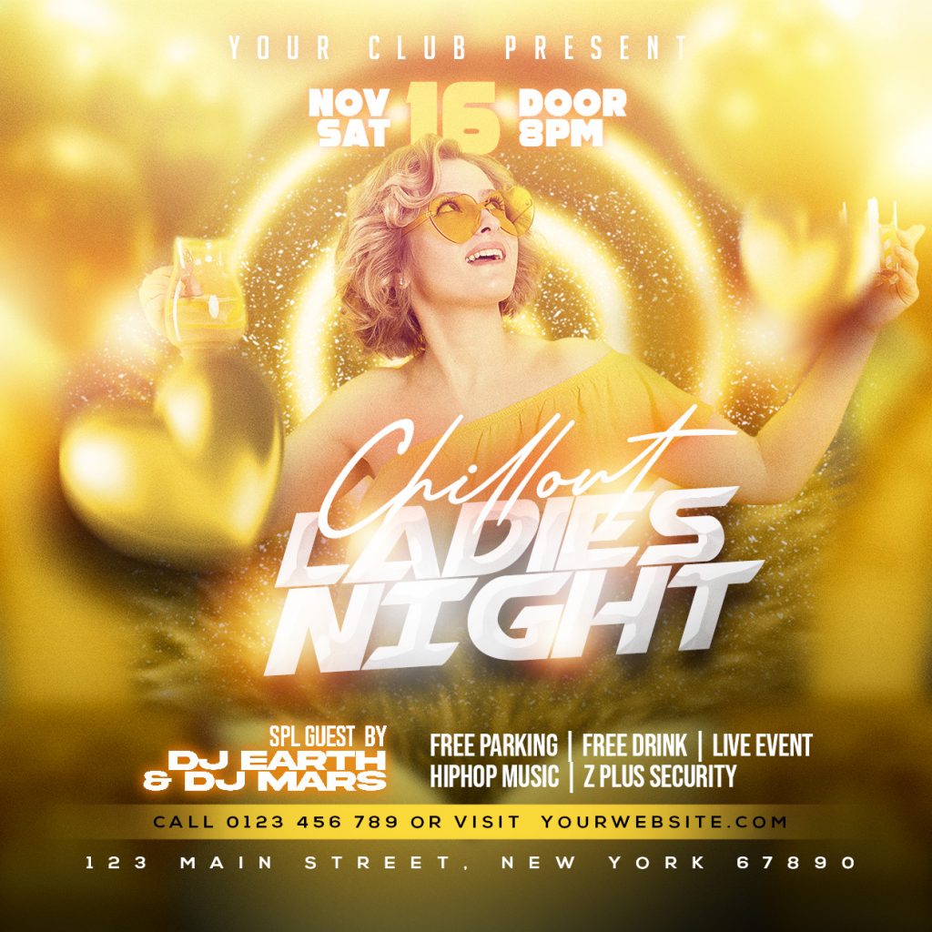 Chillout ladies night social media post PSD