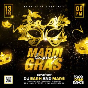 Luxury mardi gras party social media post PSD