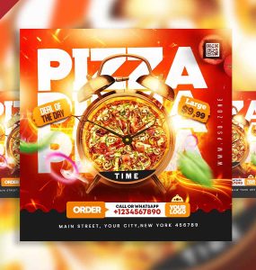Pizza restaurant social media post design PSD