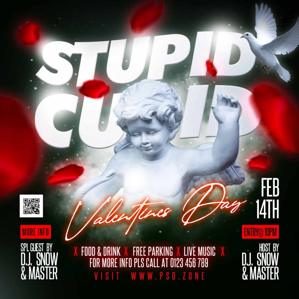 Stupid cupid valentines day social media post PSD