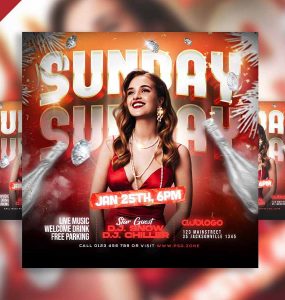 Sunday party instagram post PSD