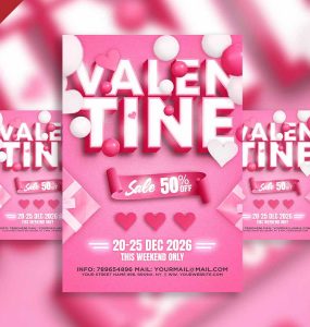 Valentines day Sale flyer PSD