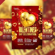 Valentines day celebration party flyer PSD