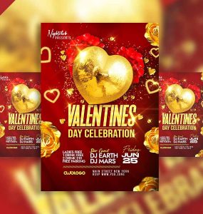 Valentines day celebration party flyer PSD