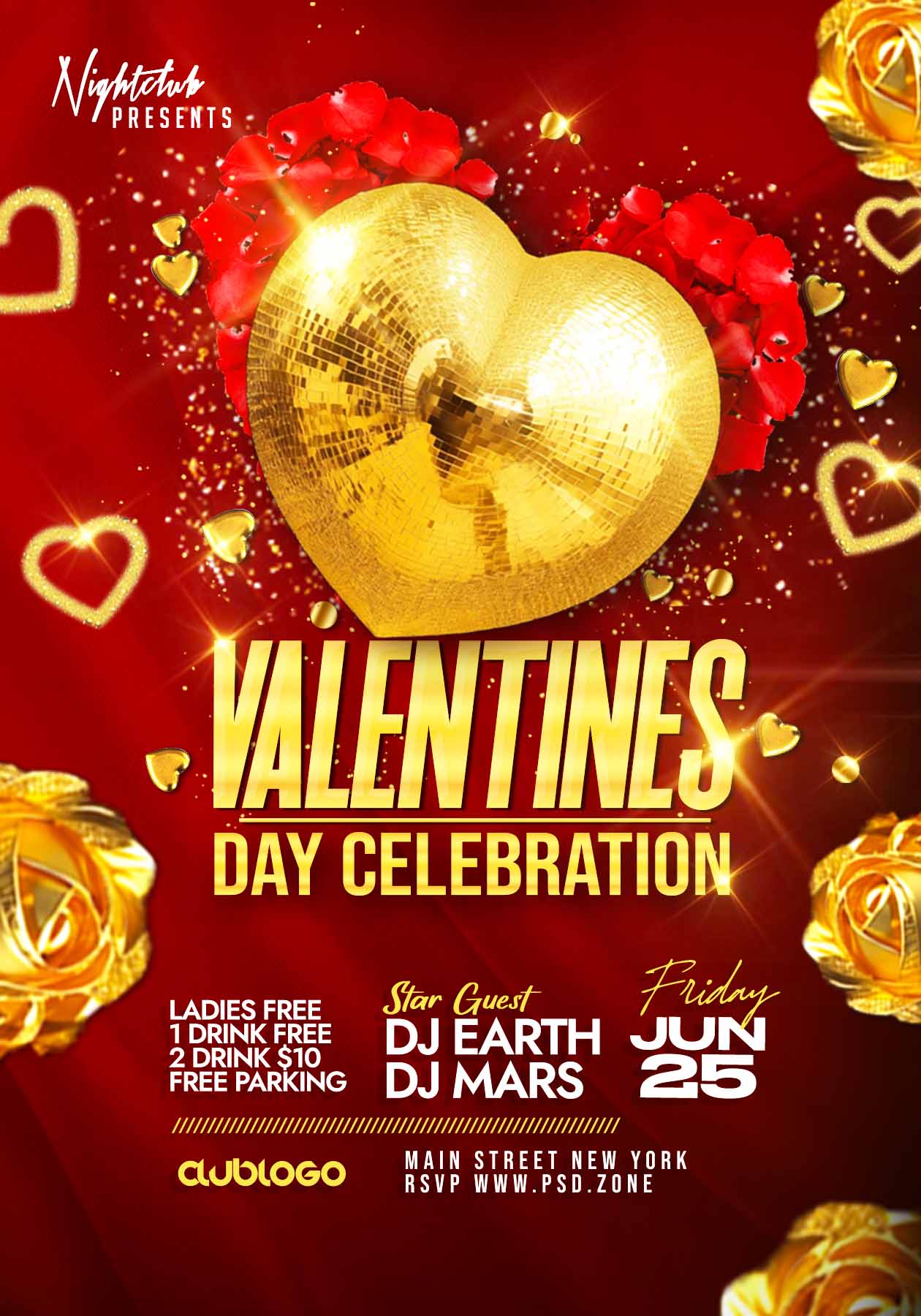 Valentines day celebration party flyer PSD - PSD Zone