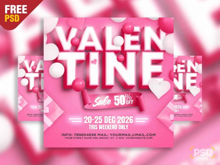 Valentines day sale social media post PSD