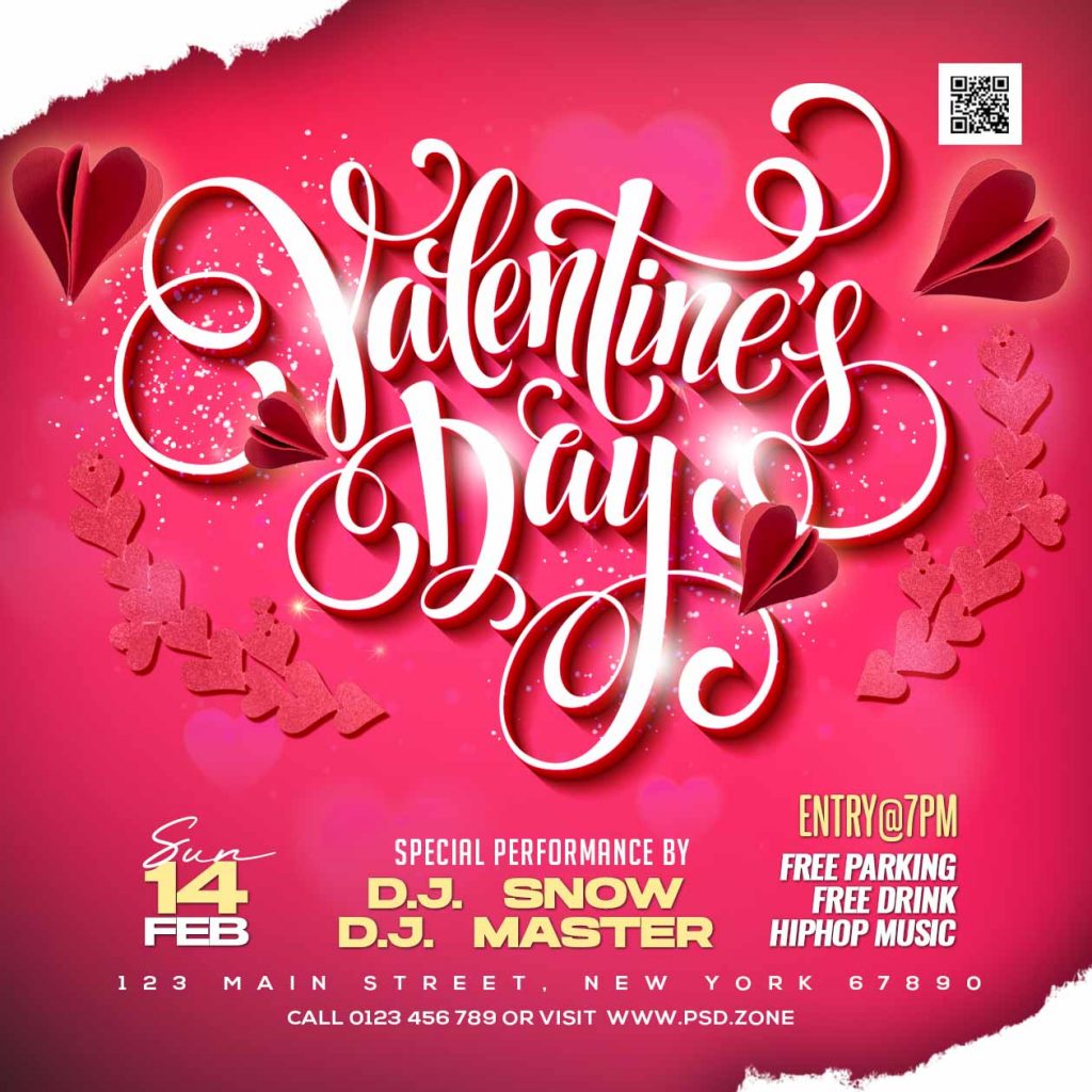 Valentines day social media post PSD