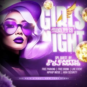 Girls night club party social media post PSD