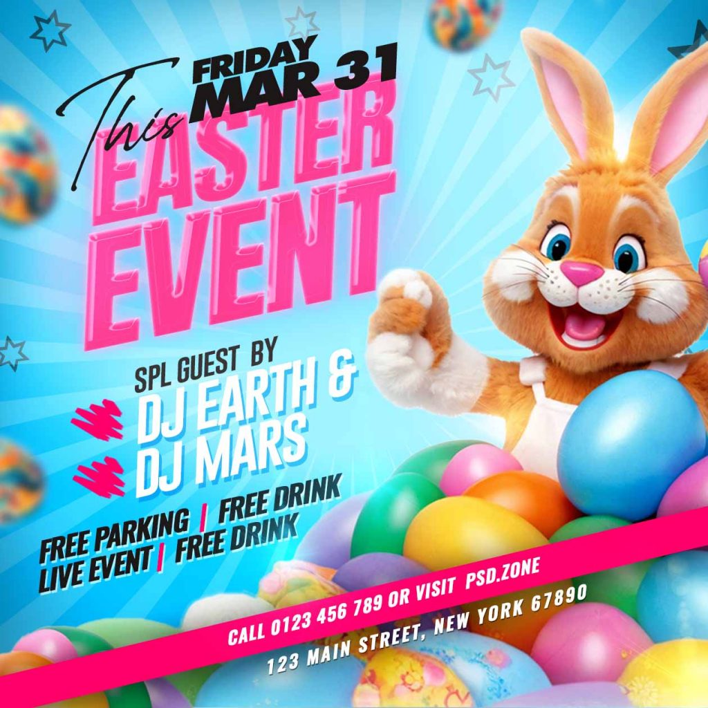 Easter event party social media post PSD