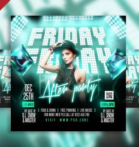 Friday after party event social media post PSD