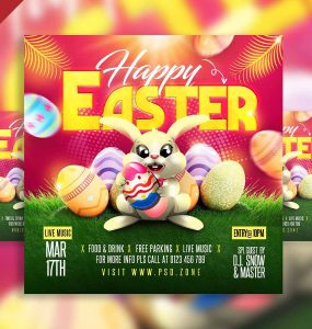 Happy easter party social media post PSD