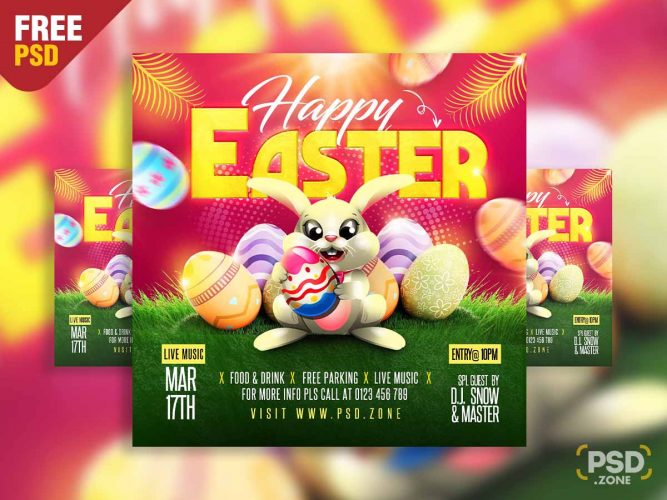 Happy easter party social media post PSD