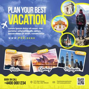 Travel agency advertisement social media post PSD - PSD Zone