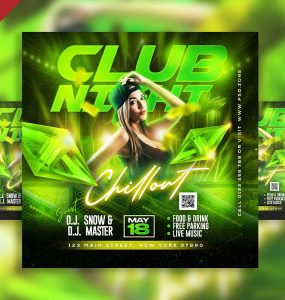 Club night chillout party social media post PSD