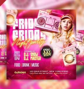Friday night party event instagram post PSD
