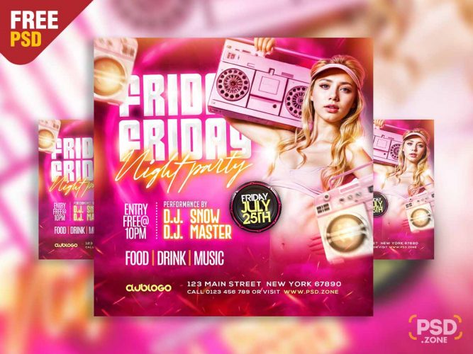 Friday night party event instagram post PSD