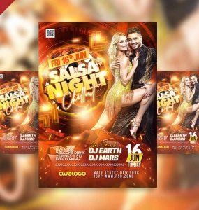 Salsa night chillout party flyer PSD