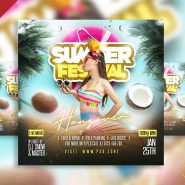 Summer festival hangover party social media post PSD