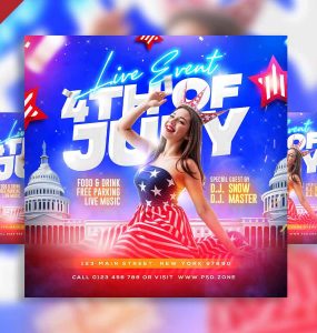 4th of july live event social media post PSD