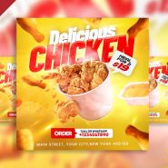 Delicious chicken food social media post PSD