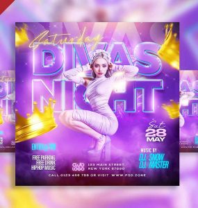 Divas night party social media post PSD