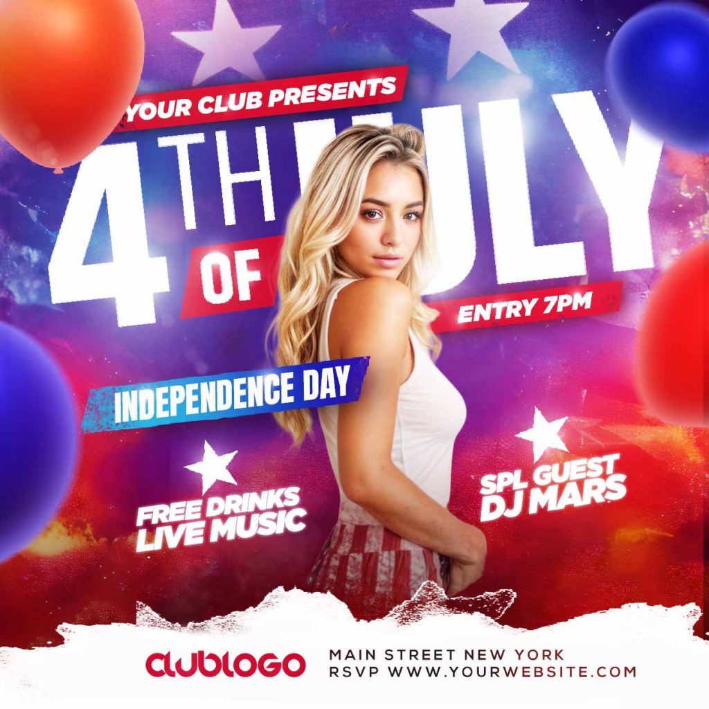 Fourth july independence day social media post PSD