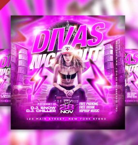 Divas nightout party social media post PSD