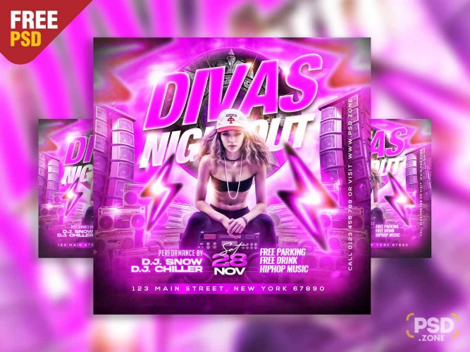 Divas nightout party social media post PSD