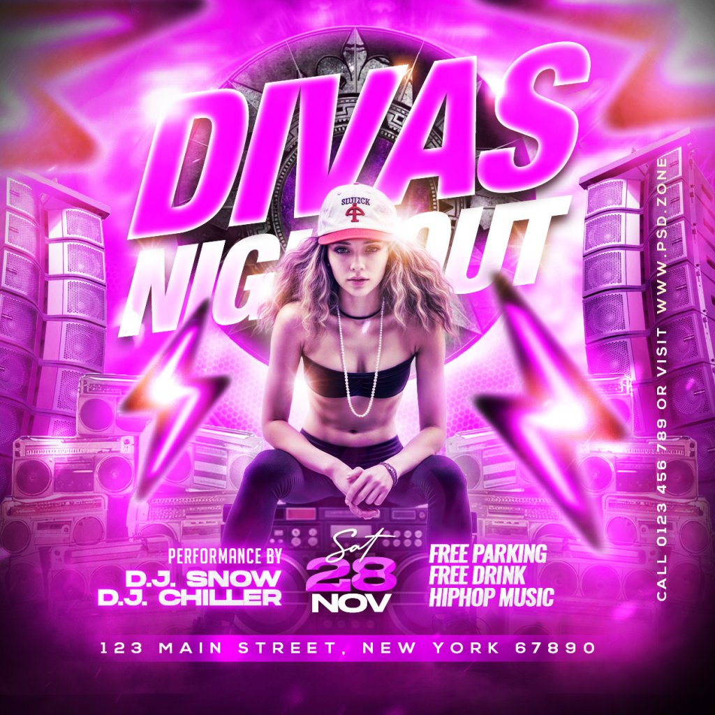 Divas nightout party social media post PSD