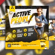 Fitness promotional social media post PSD