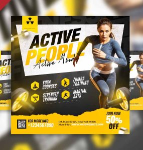 Fitness promotional social media post PSD