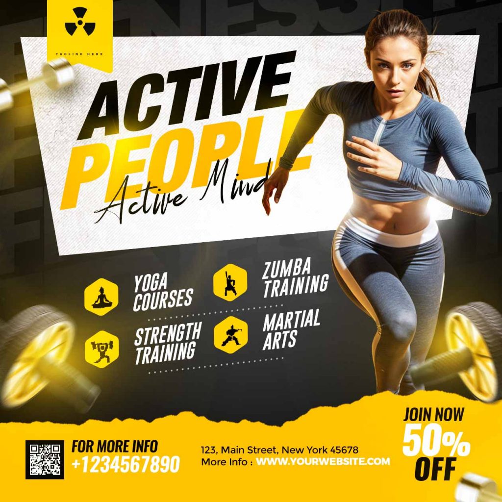 Fitness promotional social media post PSD