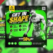 Get in shape fitness promotional social media post PSD