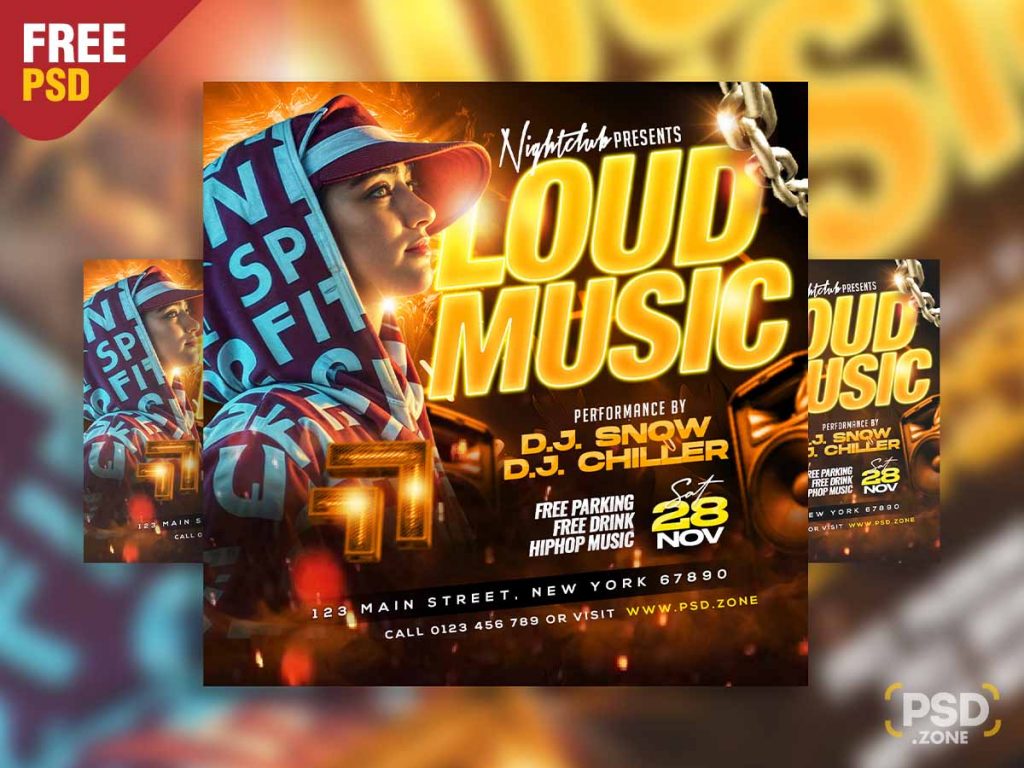 Loud music party social media post PSD - PSD Zone