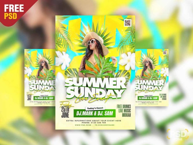 Summer sunday live event flyer PSD