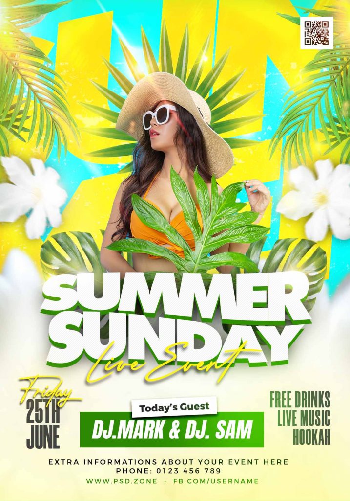 Summer sunday live event flyer PSD