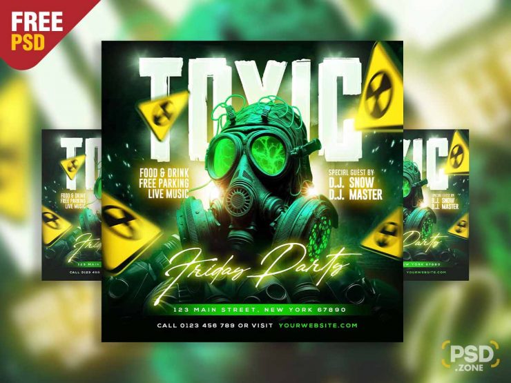 Toxic friday party event social media post PSD