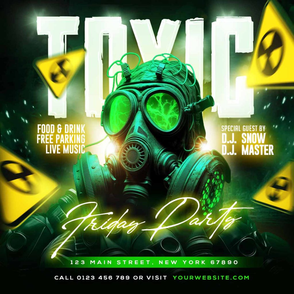 Toxic friday party event social media post PSD